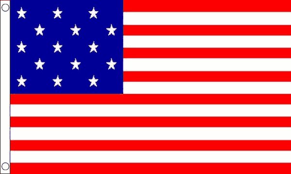 USA FLAG 1795-1915 WITH 15 STARS AND EYELETS