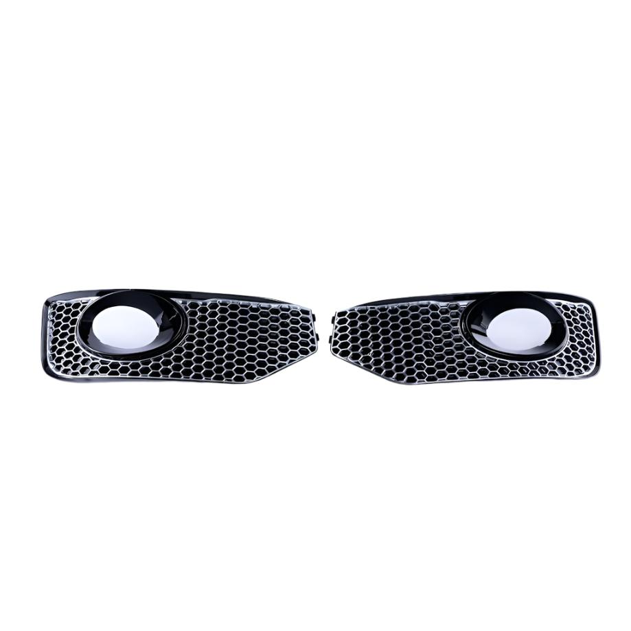 For VW T5 .1 Transporter Honeycomb Sport-Line Front Spoiler Foglight Trims (Matte Chrome)