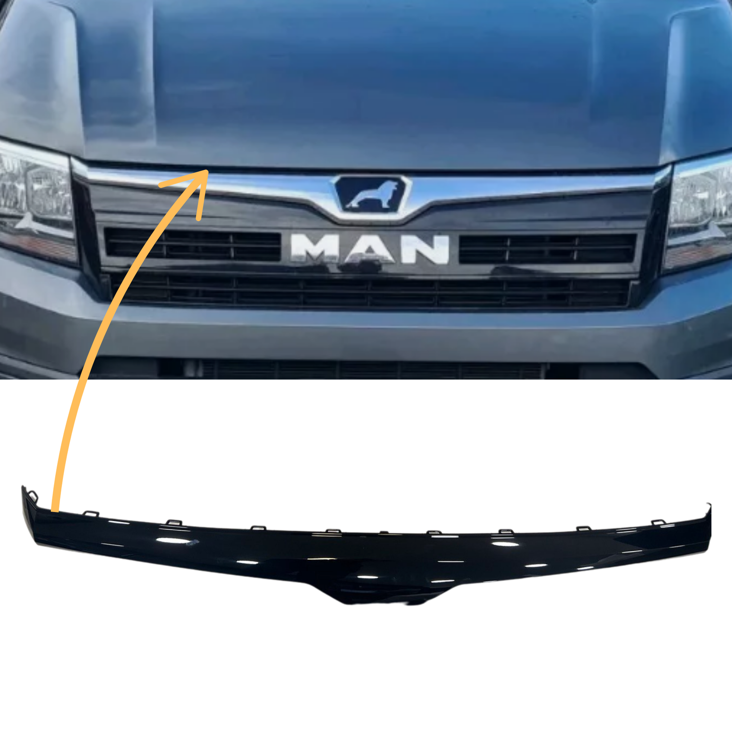 For Man TGE Badgeless Grille Trim – Gloss Black | Premium Front Grille Upgrade for TGE Van