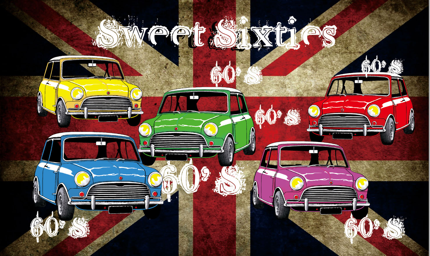 Sixties 60's mini flag 5ft x 3ft with eyelets