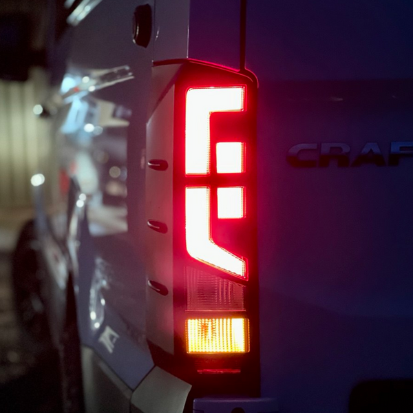 For Volkswagen Crafter Rear Light Guards -  Gloss Black (2018 Onwards)