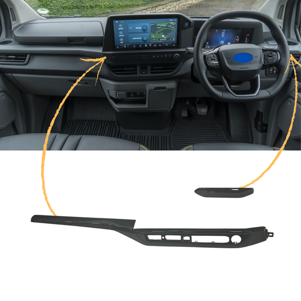 For Ford Transit Custom 2024+ Lower Dash Styling Trims | Gloss Black Interior Upgrade | Van-X
