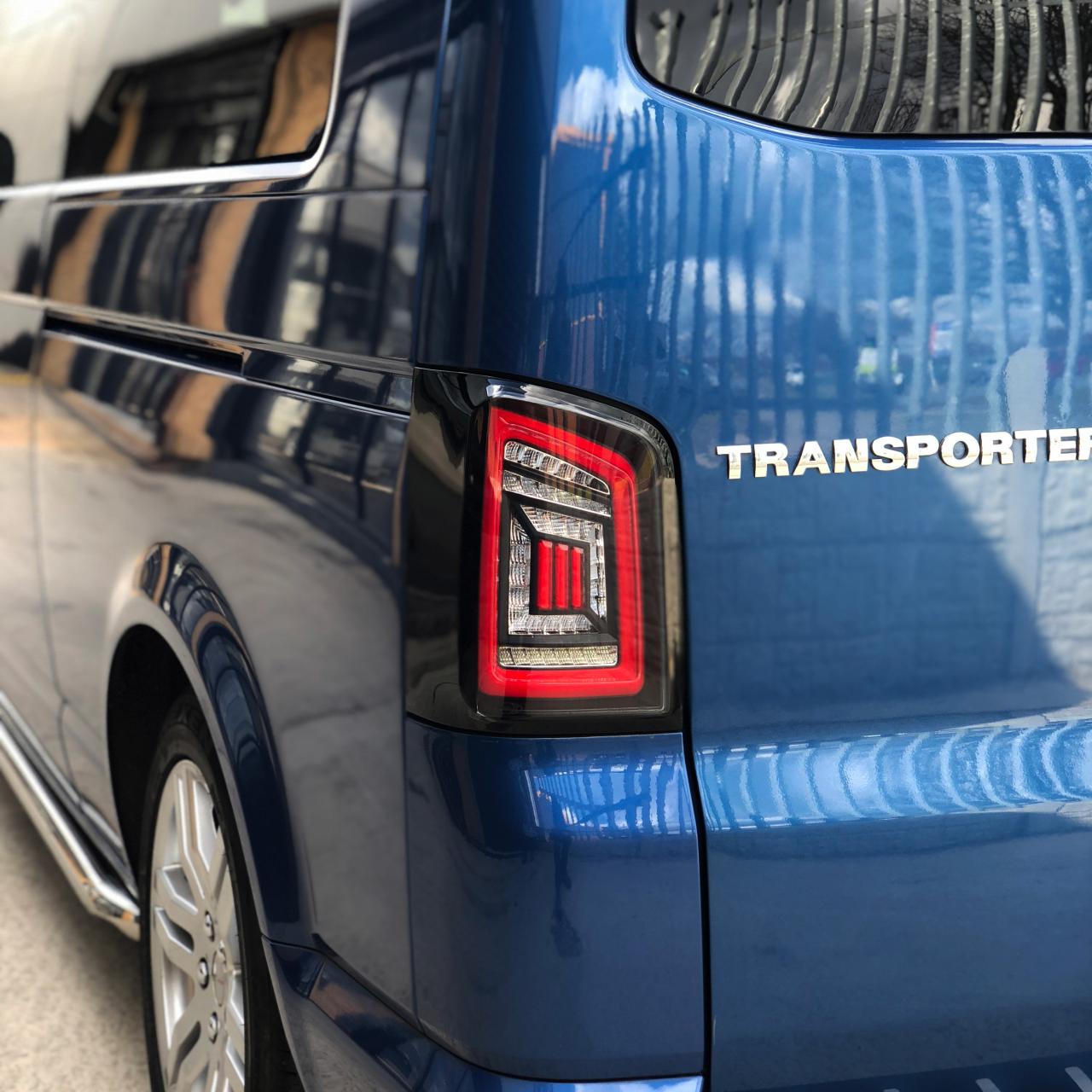 For VW T5 Transporter MK3.1 Van Tailgate LED Rear Lights Clear Ideal LED Full Frame Led Light- Bar