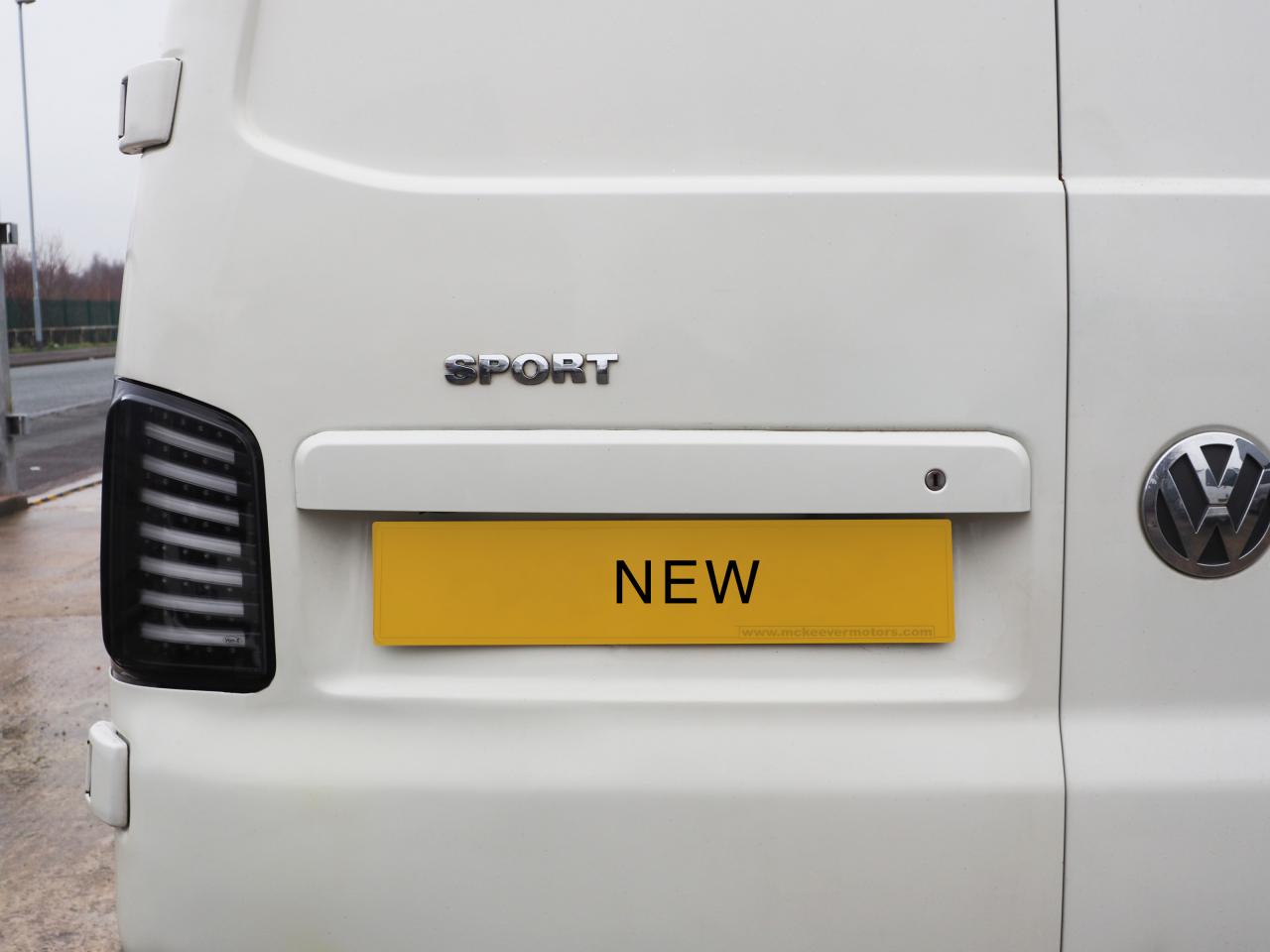 For VW T5, T5.1 Barn Door Rear Number Plate Unit - Candy White Painted and Ready to Fit