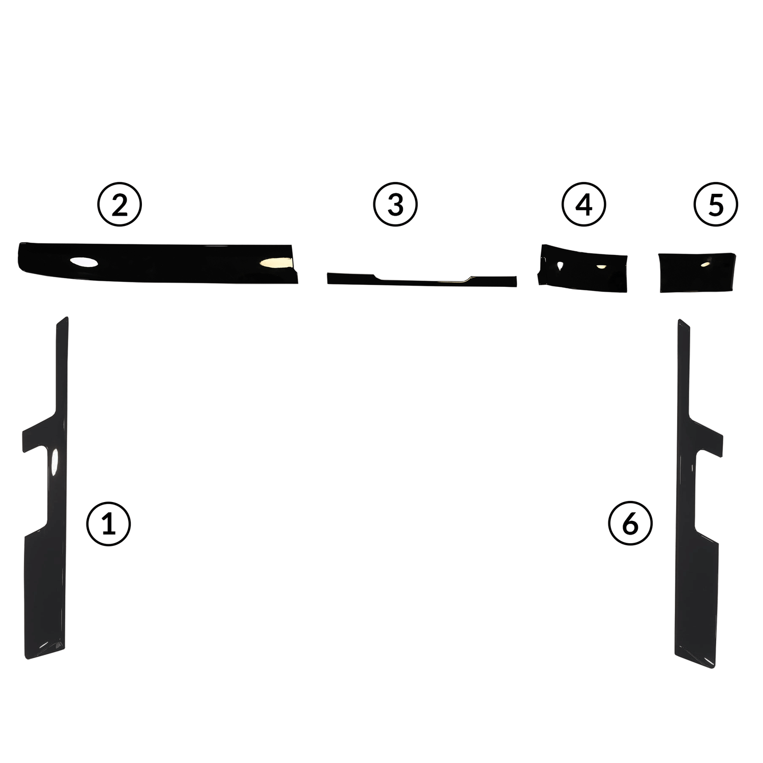 For VW T6 Transporter Lower Dash Styling Trims Comfort Dash Gloss Black Painted and Ready to Fit (Set of 6)