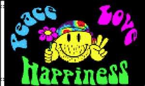 Peace love and happiness flag 3ft x 2ft with eyelets