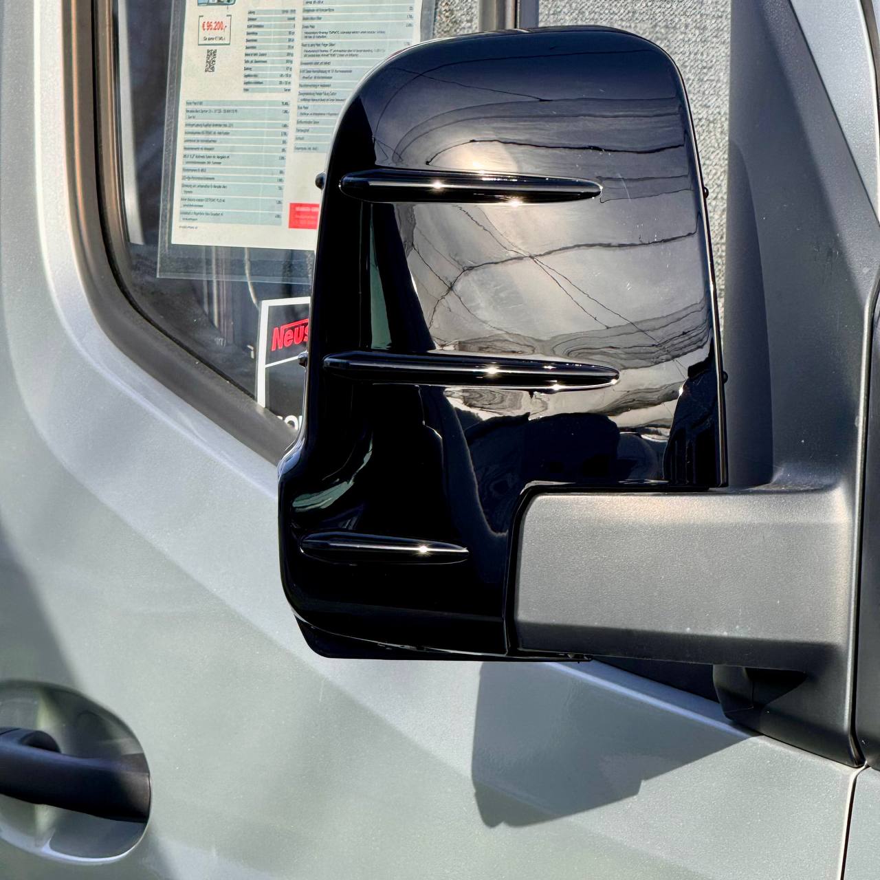 For Mercedes Sprinter Dodge 907 Wing Mirror Covers with Indicator - Gloss Black (Set of 2) - Replacement Caps for 907 Models