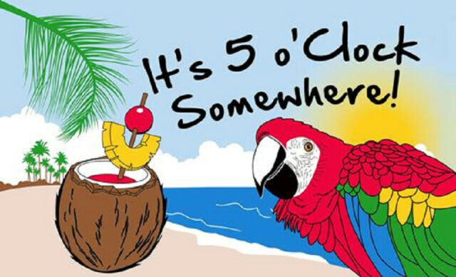 It's five o'clock somewhere parrot flag 8ft x 5ft with eyelets