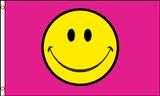 Pink smile face flag 5ft x 3ft