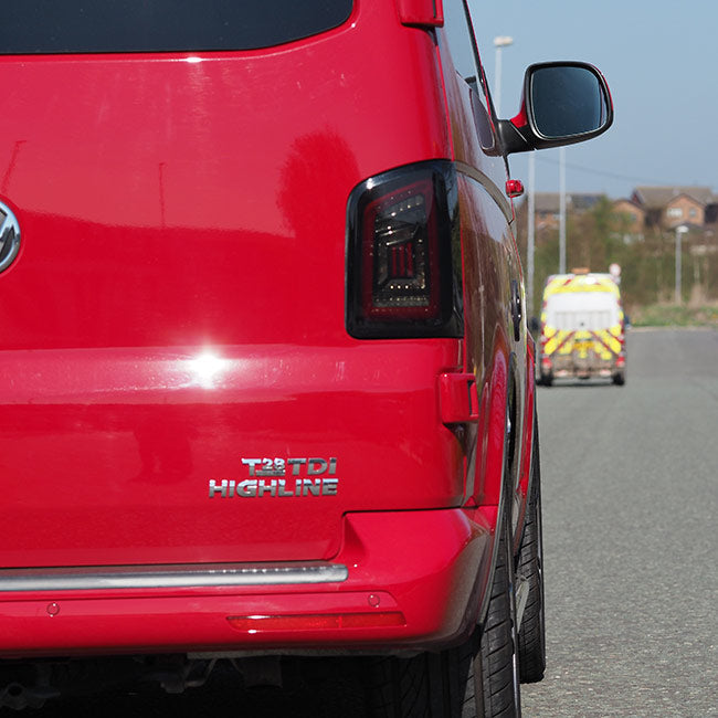 For VW T5.1 Transporter MK3.1 Van Barndoor LED Rear Lights Smoked Ideal LED Full Frame Led Light- Bar