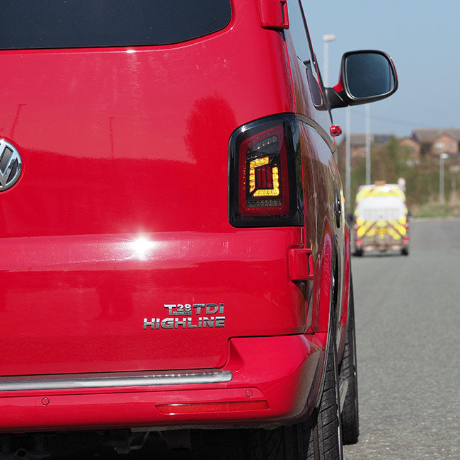 For VW T5.1 Transporter MK3.1 Van Barndoor LED Rear Lights Smoked Ideal LED Full Frame Led Light- Bar
