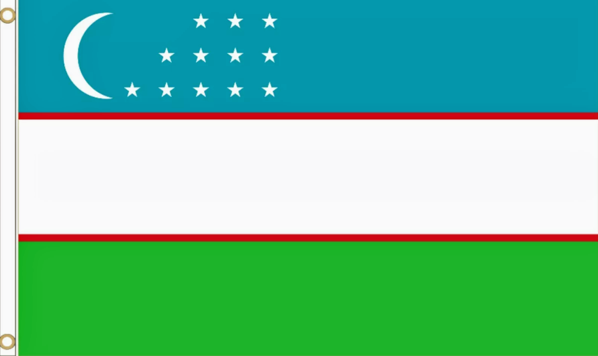 Uzbekistan flag 5ft x 3ft with two eyelets