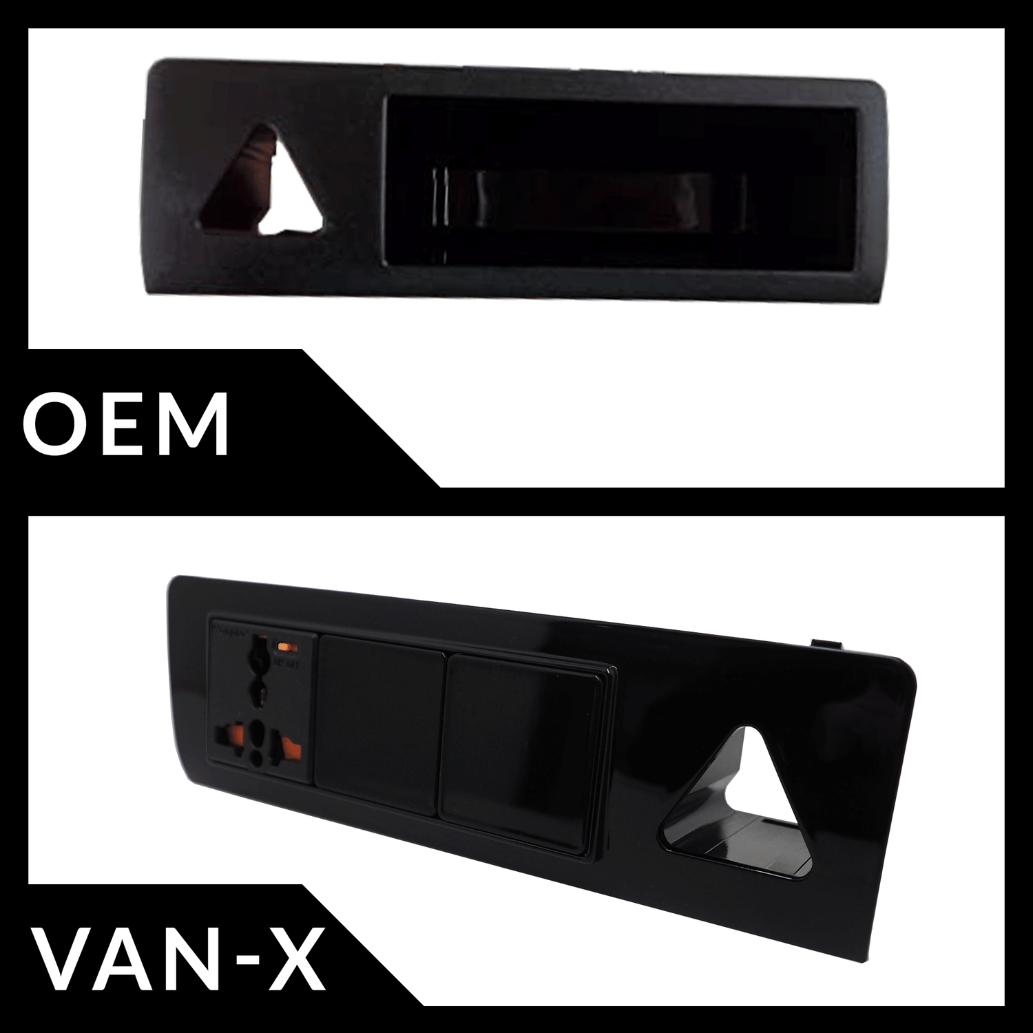 For VW T5 & T5.1 Transporter Gloss Black Hazard Warning Light Switch – Painted & Ready to Fit